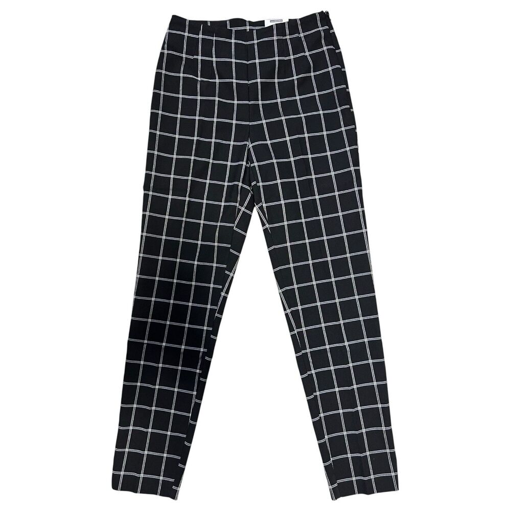 Time & Tru Black Grid Windowpane Ankle Pants Sz 6 Office Dark Academia Preppy